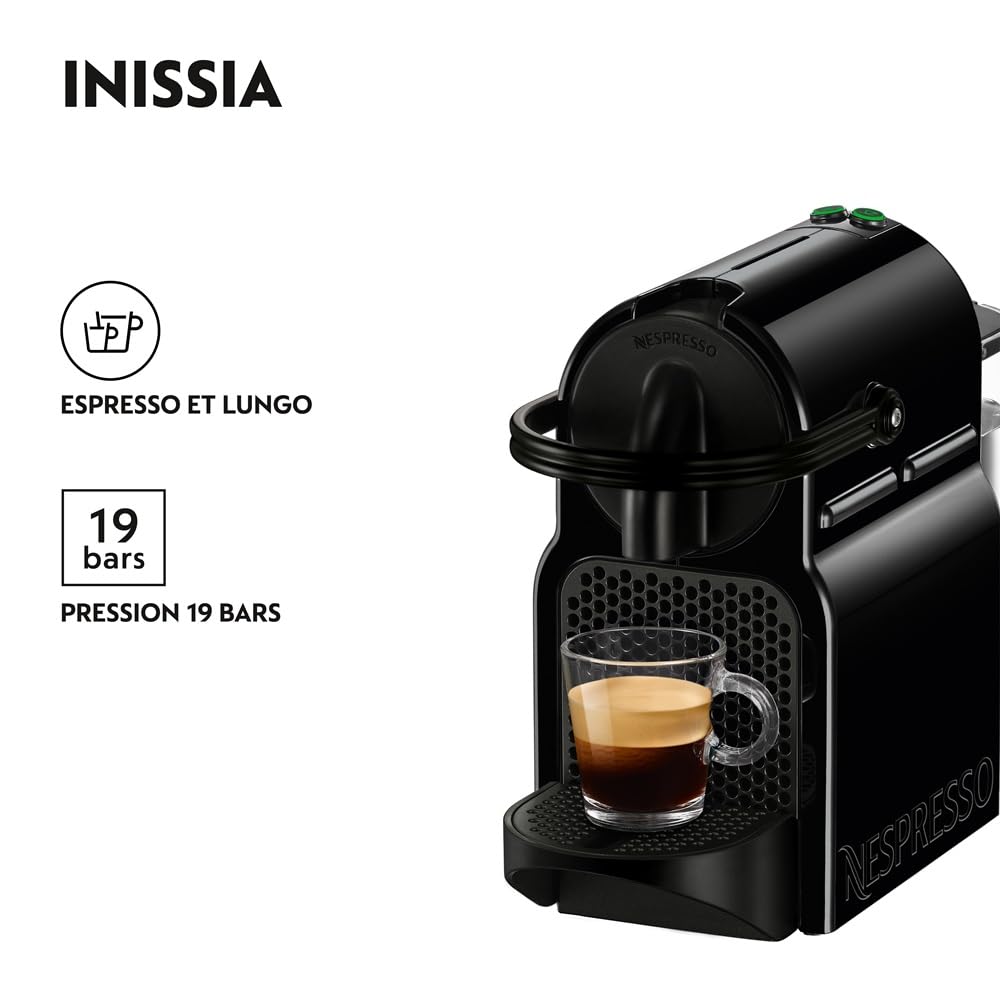 Growexa Inissia – Machine à Café Expresso à Capsules, Noir, 19 Bars