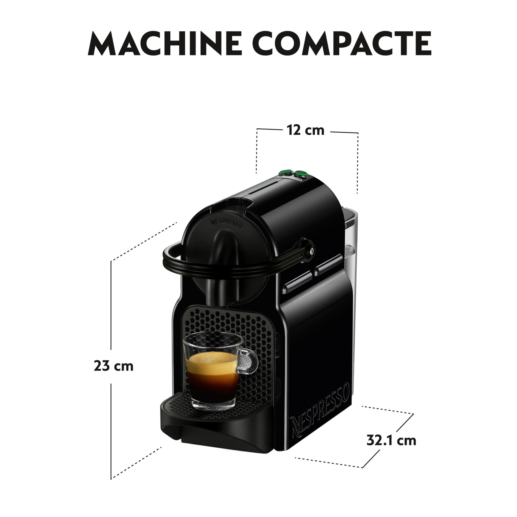 Growexa Inissia – Machine à Café Expresso à Capsules, Noir, 19 Bars