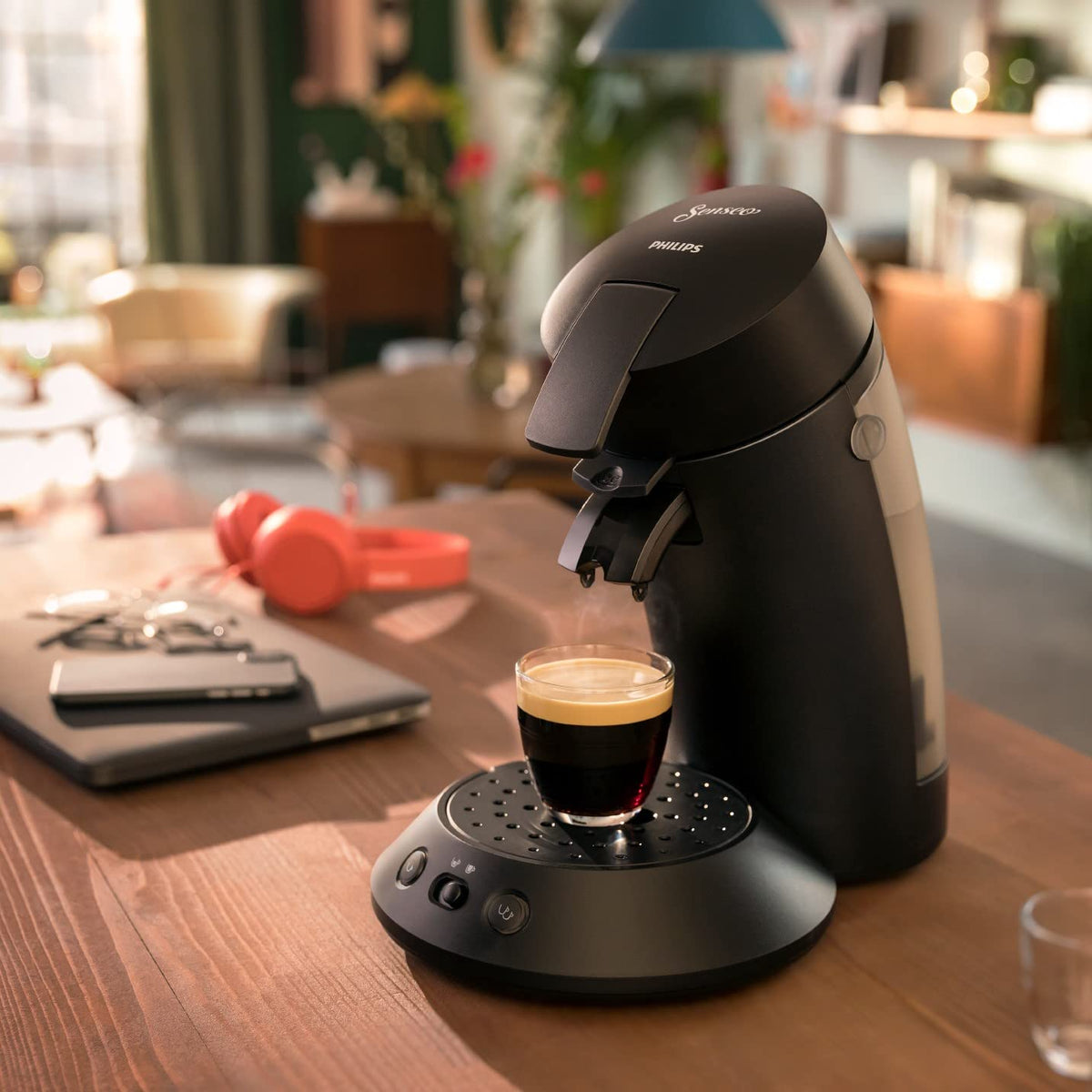Machine à café à dosettes SENSEO CSA210/22 – Noir piano, intensité au choix